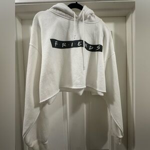 Warner Bros. White Friends Cropped Hoodie